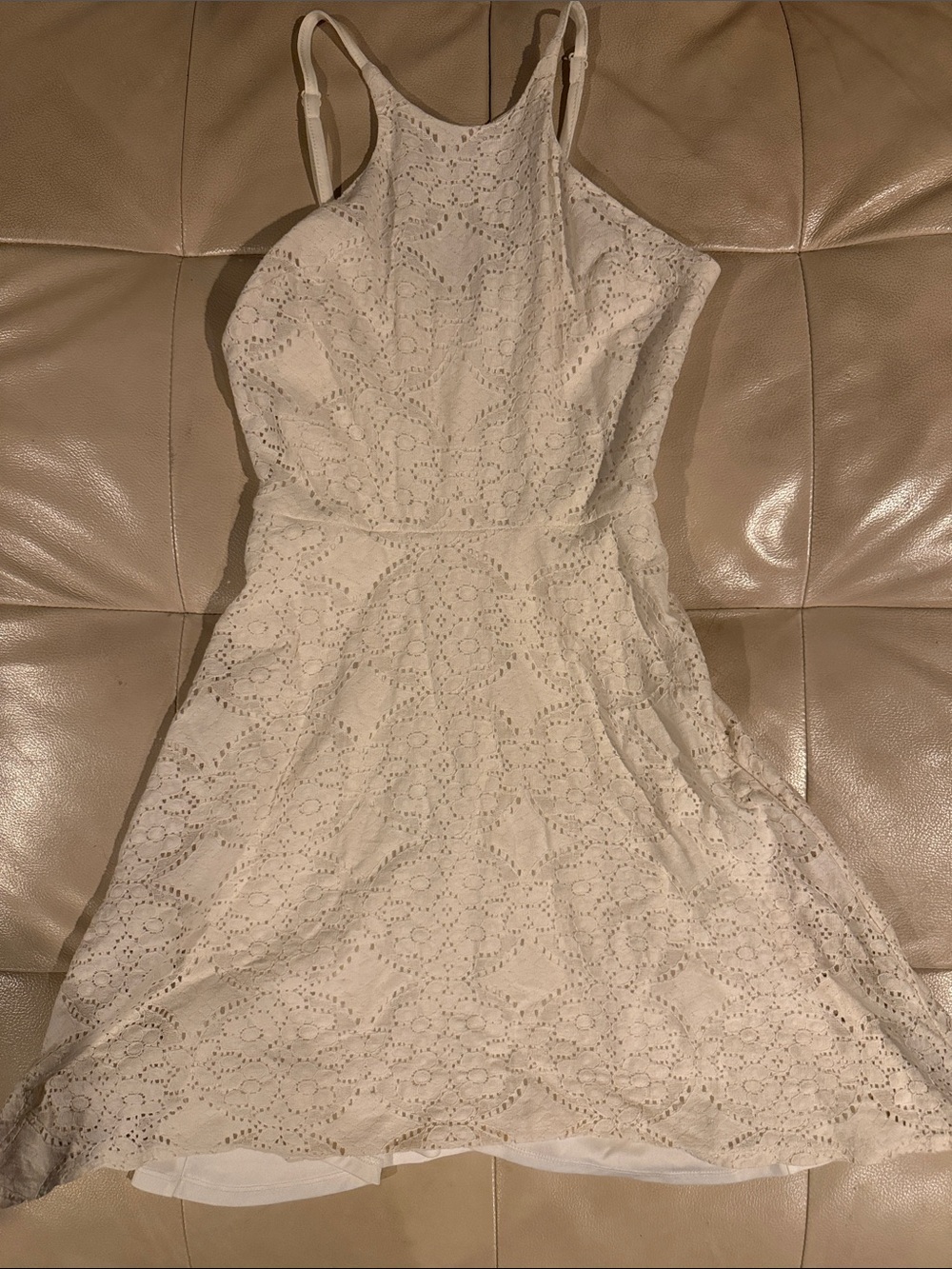 love, Fire White Eyelet Halter Dress